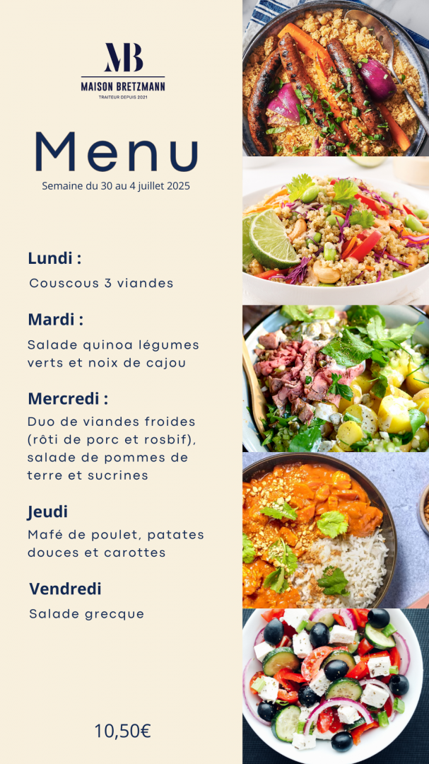 Plats du jour de la semaine et plat végétarien ainsi que les prix et formules Plats du jour de la semaine et plat végétarien ainsi que les prix et formules